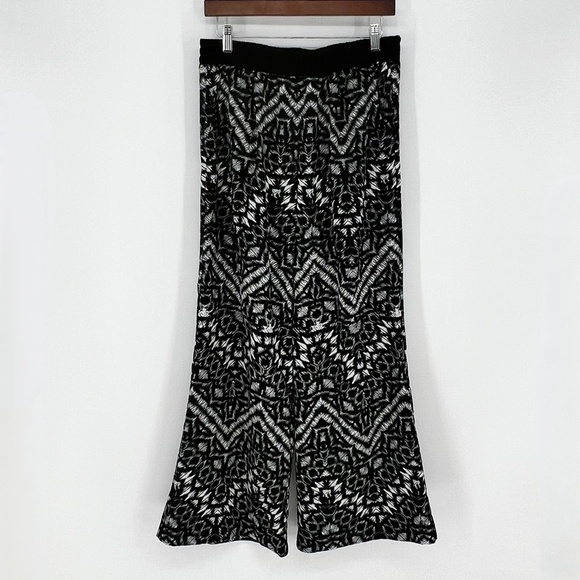 Sanctuary Pants - Sanctuary Womens Wide Leg Palazzo Pant Size M Black White Geometric Pull On Boho